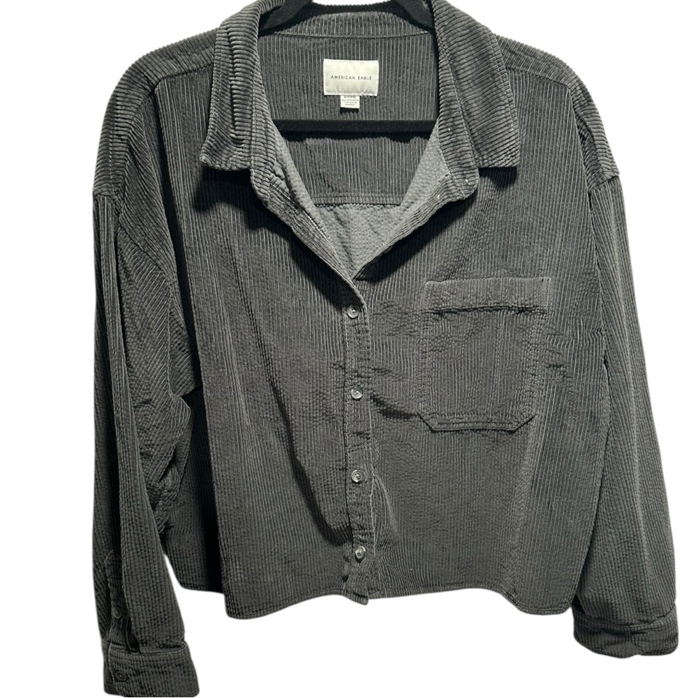 American Eagle Outfitters Gray Corduroy Button Down Size XL - Picture 2 of 5